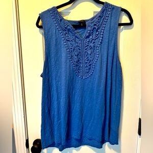 TALBOTS Crochet Front Tank Top Plus Blue XL